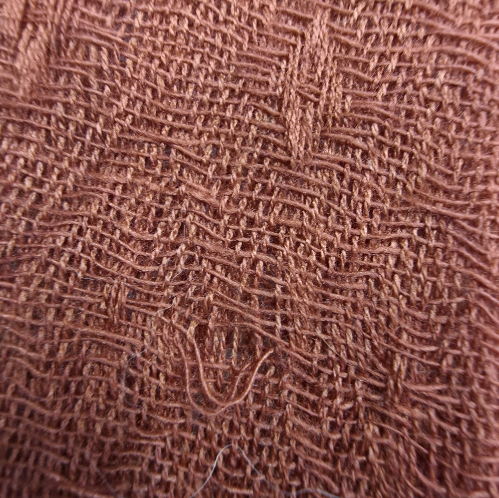 Vintage Rust Diamond Weave Boho Shawl - Oversized Fringe Wrap - AS IS - Picture 6 of 8